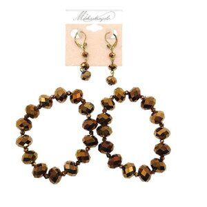 Gold Tone Faceted Bead Earrings Bracelet Set By Michelangelo